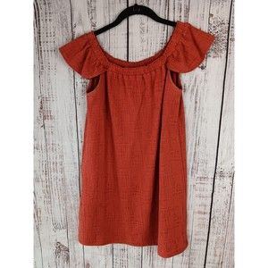 Madewell Texture & Thread Off-the-Shoulder Dress size X-Small Copper Orange
